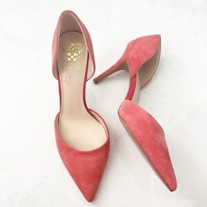 Vince Camuto Baletts Stiletto Pointed Toe Heels Size 9.5 Pink Orchid Suede NWOB